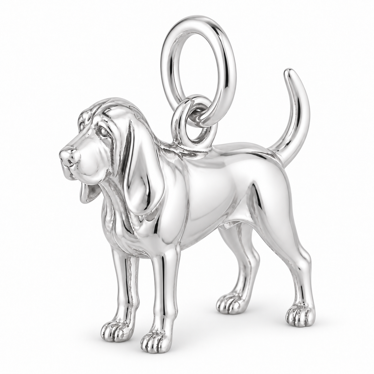 Polished silver dog charm – Bloodhound