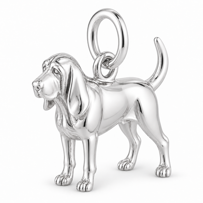 Polished silver dog charm – Bloodhound