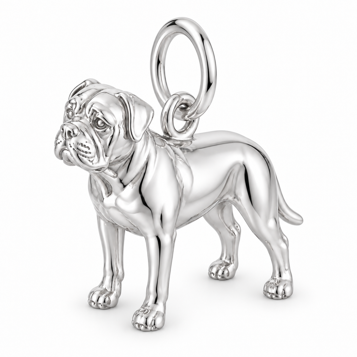 Polished silver dog charm – Bullmastiff