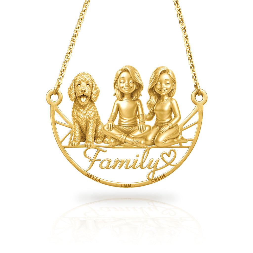 Soulyshine Goldendoodle mini family and dog handcrafted necklace
