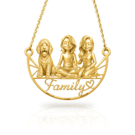 Soulyshine Goldendoodle mini family and dog handcrafted necklace