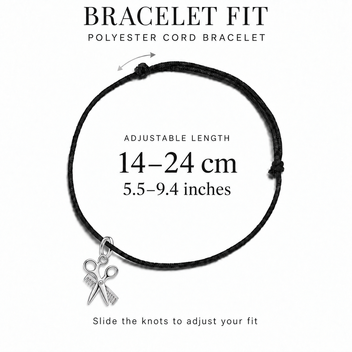 Shears & Comb Charm and Polyester Cord Bracelet Set | bracelet-fit | a517cce74f8ff82e