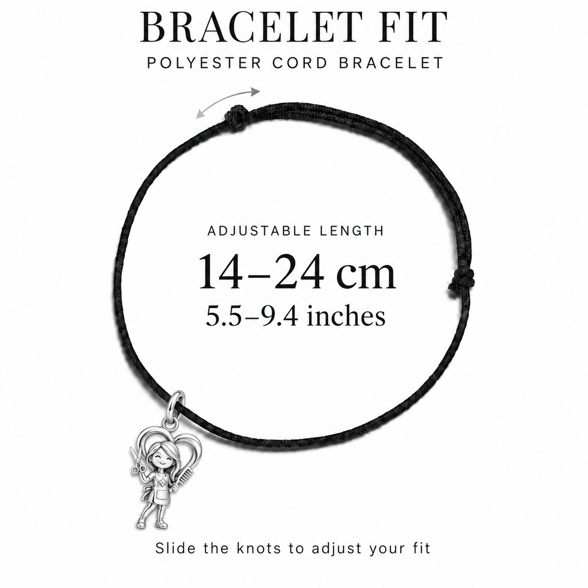 Hair Artist Pride Charm and Polyester Cord Bracelet Set | bracelet-fit | 77a4d3732fa97bab