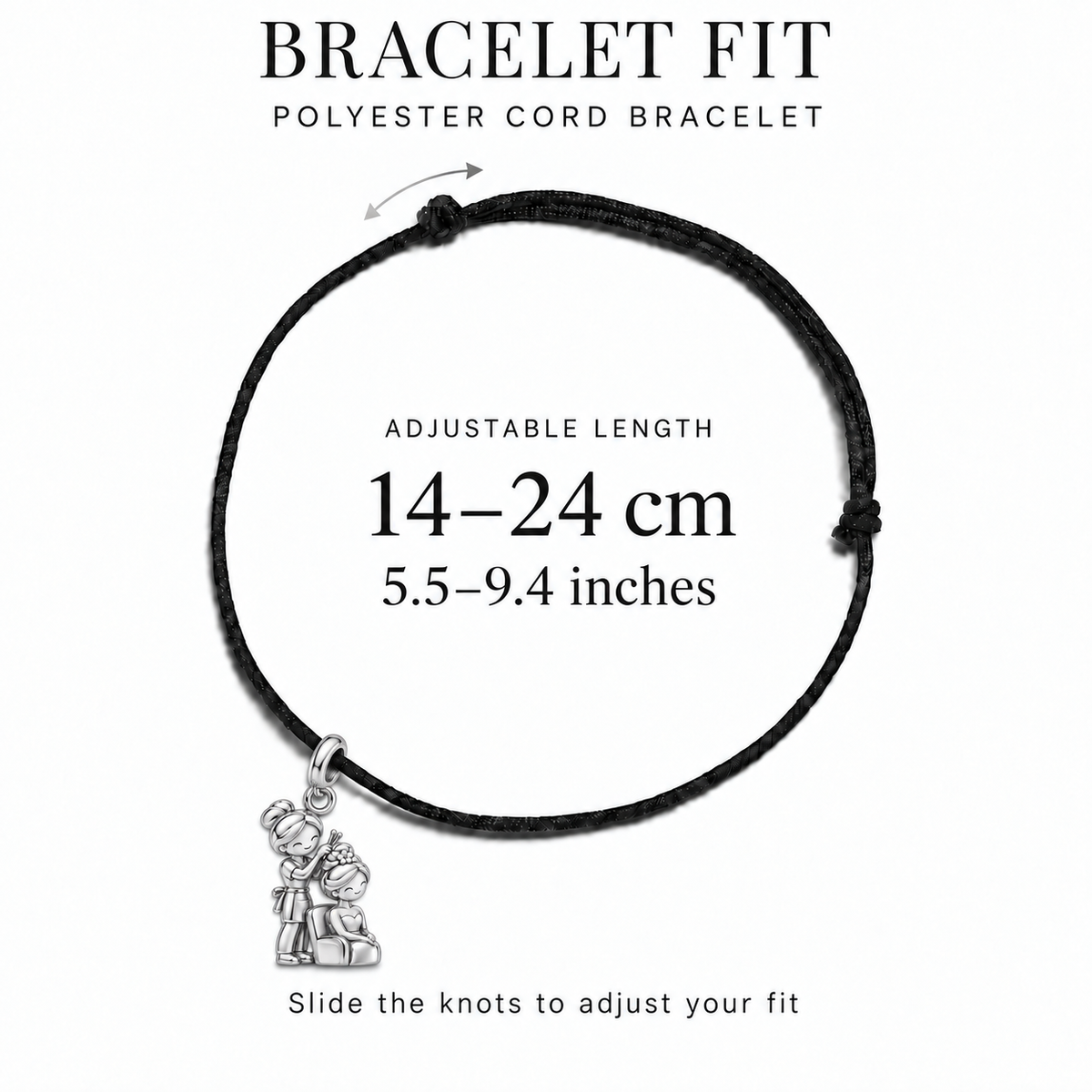 Bridal Updo Charm and Polyester Cord Bracelet Set | bracelet-fit | c9f060cbc9e379ec