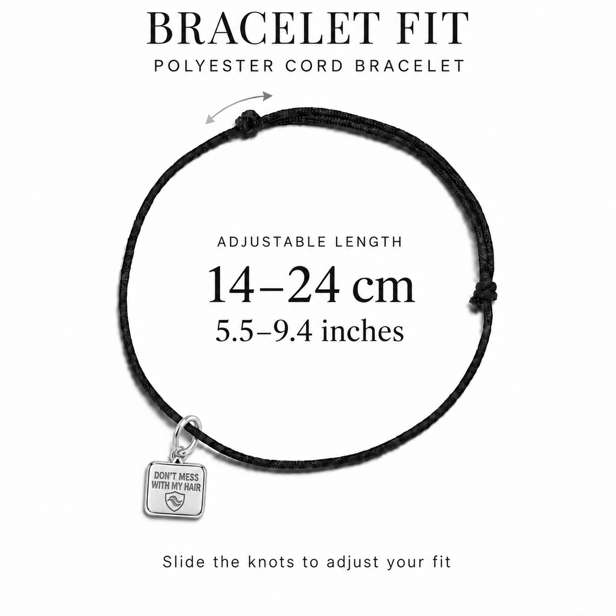 Don't Mess With My Hair Charm and Polyester Cord Bracelet Set | bracelet-fit | d2985d6f0d6f51ff