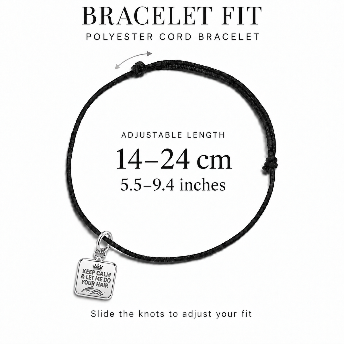 Keep Calm Hairstylist Charm and Polyester Cord Bracelet Set | bracelet-fit | eaad0308e3f6ca15
