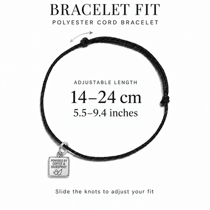 Powered by Coffee & Hairspray Charm and Polyester Cord Bracelet Set | bracelet-fit | 68d55d350b63c873