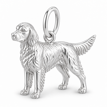 Polished silver dog charm – English Setter