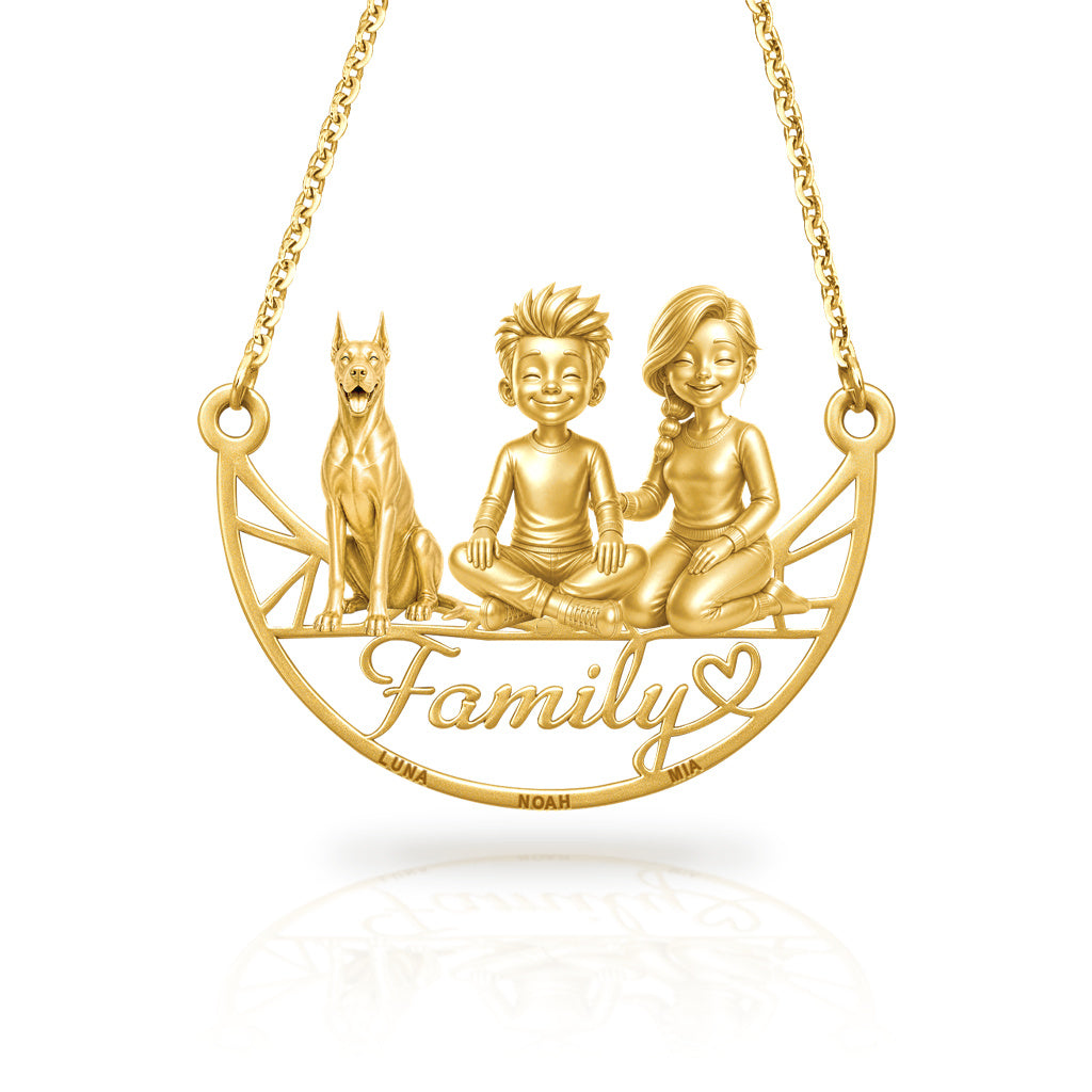 Soulyshine Great Dane cropped ears family and dog handcrafted necklace