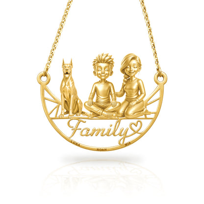 Soulyshine Great Dane cropped ears family and dog handcrafted necklace