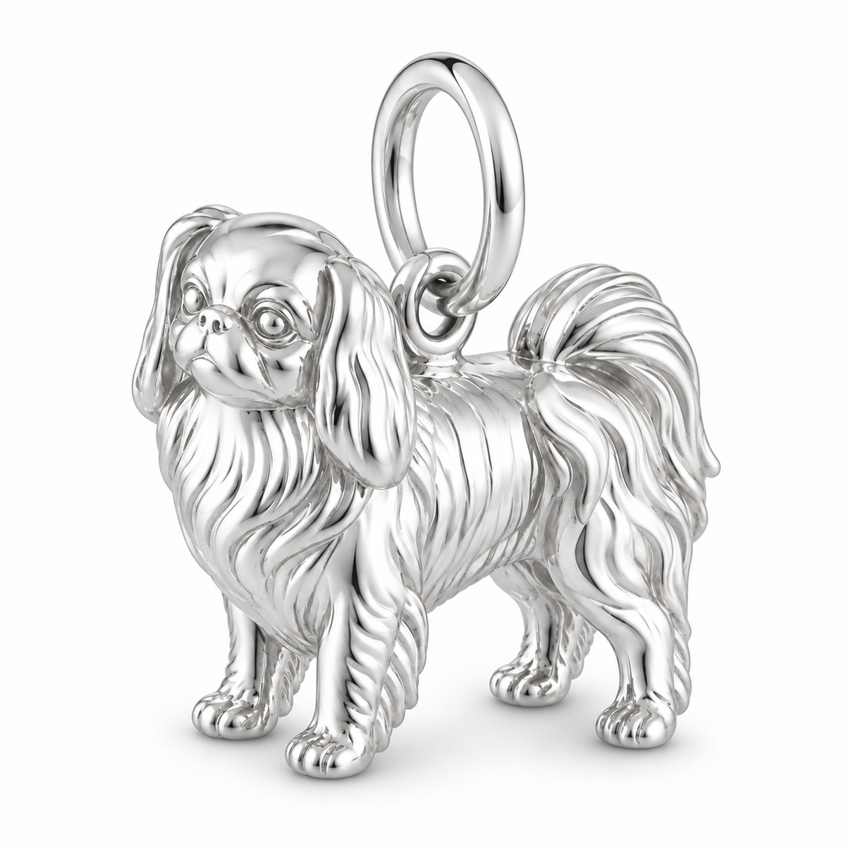 Polished silver dog charm – Japanese Chin