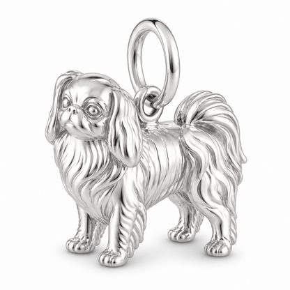 Polished silver dog charm – Japanese Chin