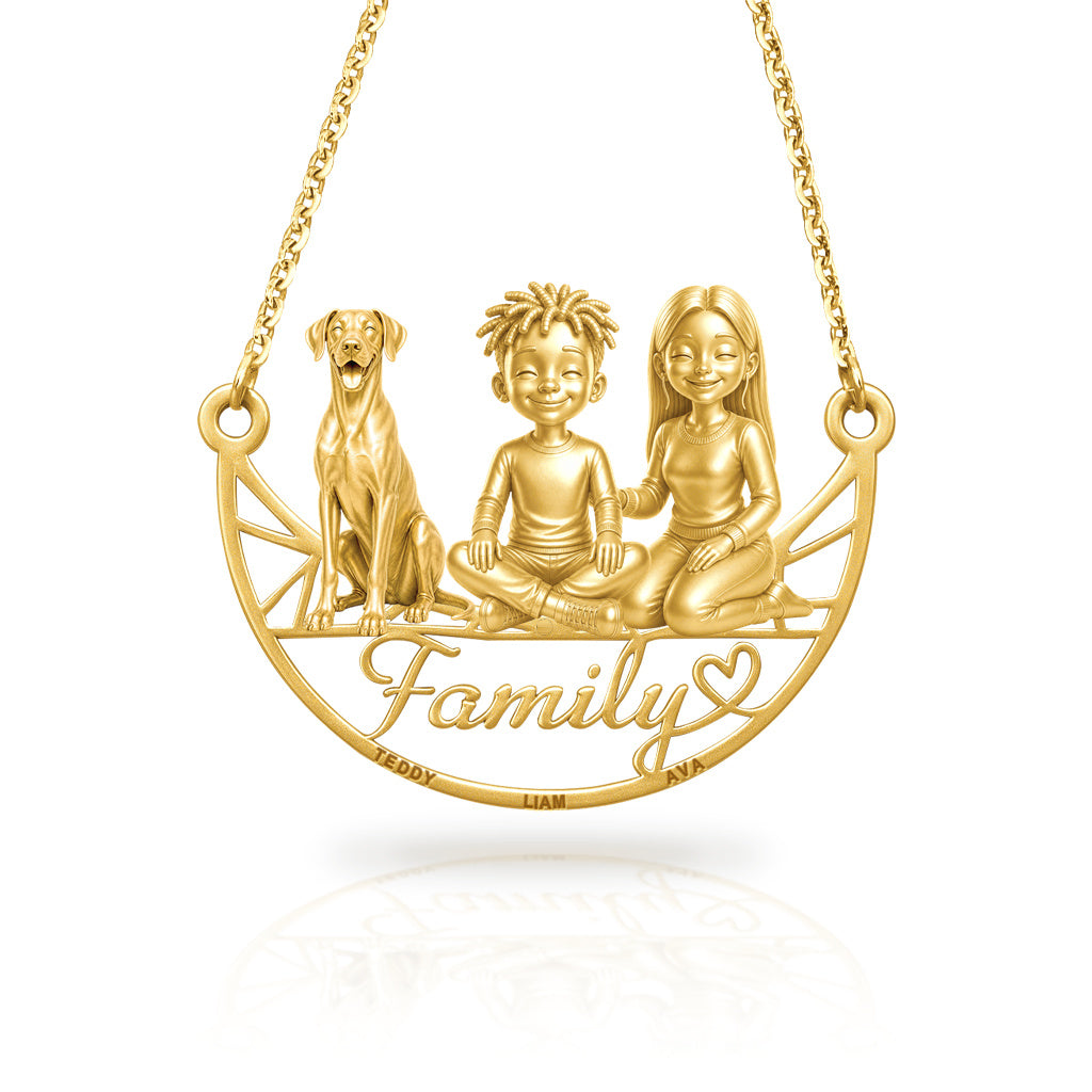 Soulyshine Great Dane natural ears family and dog handcrafted necklace