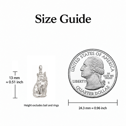 Sphynx Always Close Seated Cat Charm — size guide, 13 mm charm body excluding bail and rings