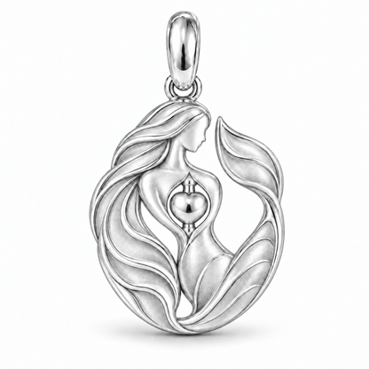 Mermaid charm in White Gold Vermeil finish on white background