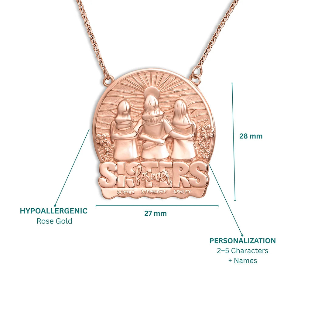 Soulyshine Personalized Sister Forever - Handmade Necklace in Silver/14K Gold Vermeil