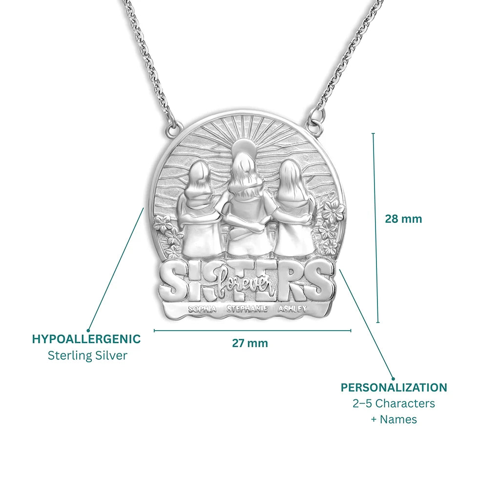Soulyshine Personalized Sister Forever - Handmade Necklace in Silver/14K Gold Vermeil