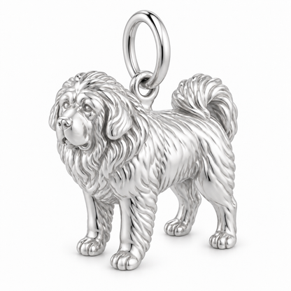 Polished silver dog charm – Tibetan Mastiff
