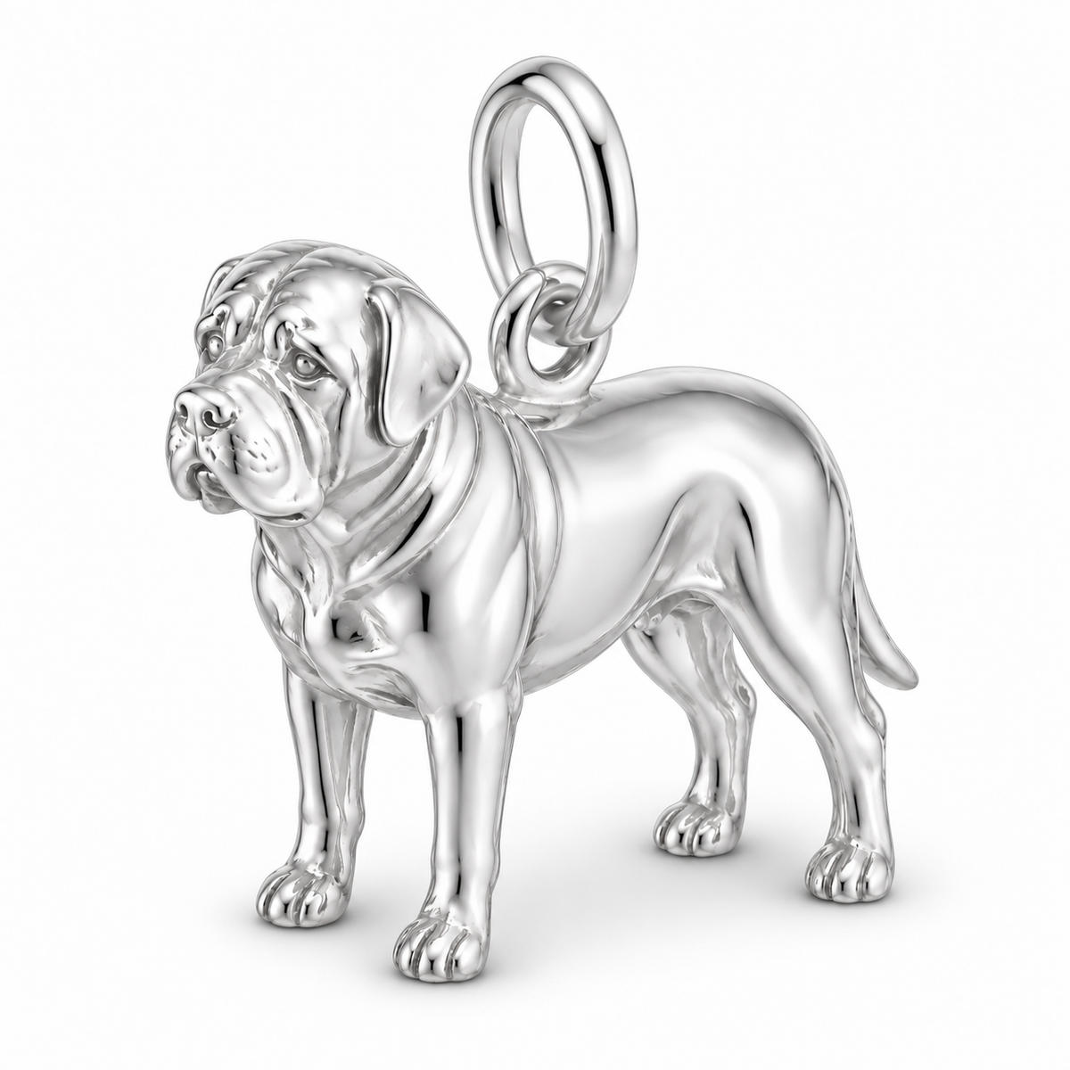Polished silver dog charm – Mastiff