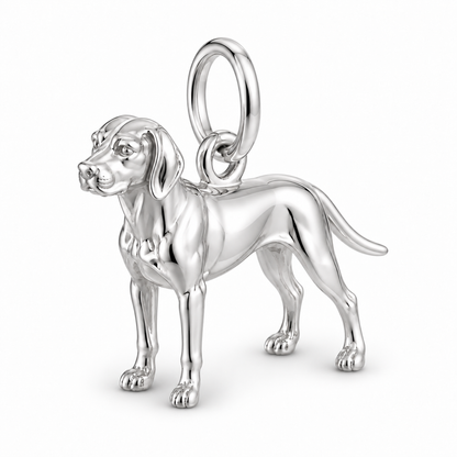 Polished silver dog charm – Pointer