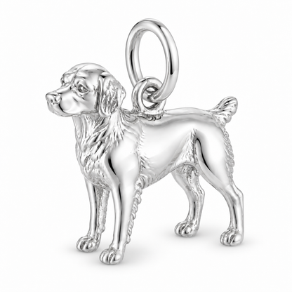 Polished silver dog charm – Brittany