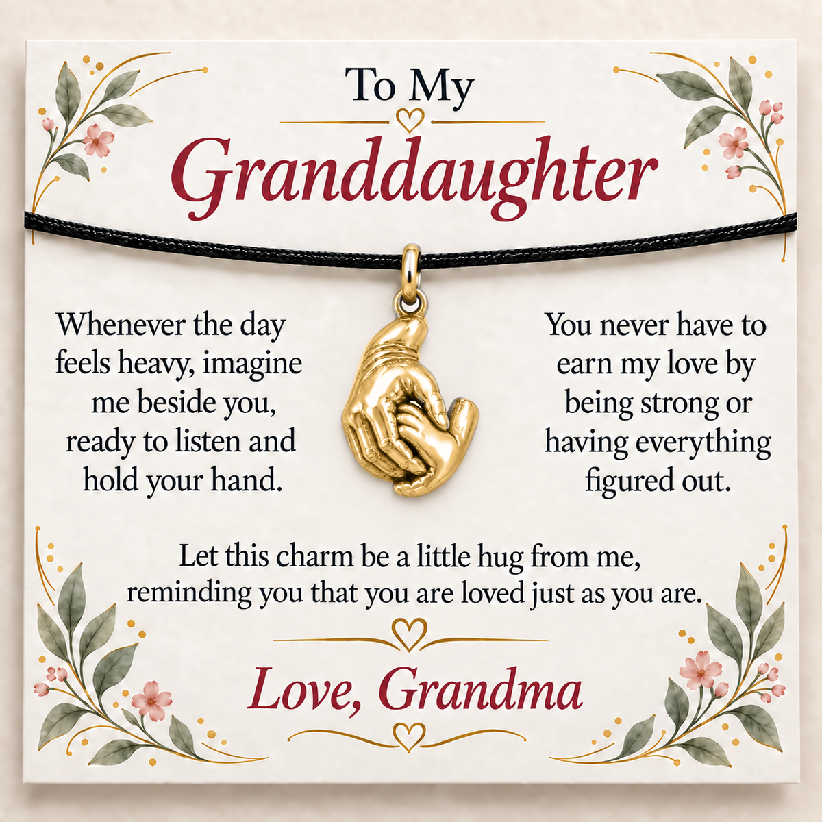 Grandma's Holding Hands Charm: A Little Hug — Main image, gold finish