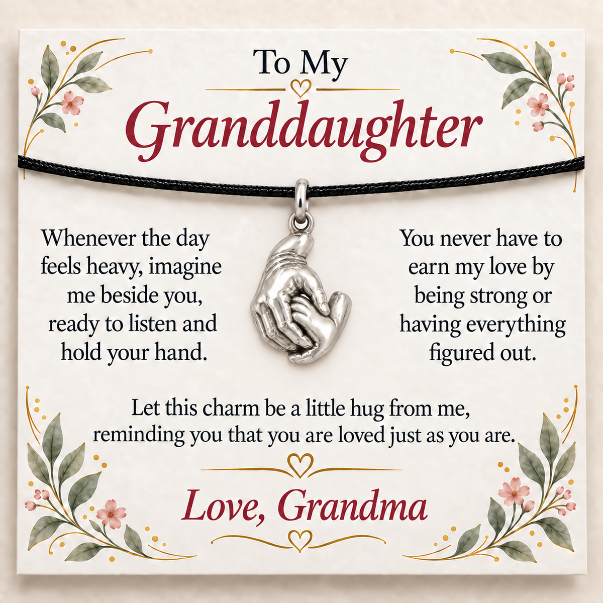 Grandma's Holding Hands Charm: A Little Hug — Main image, silver finish