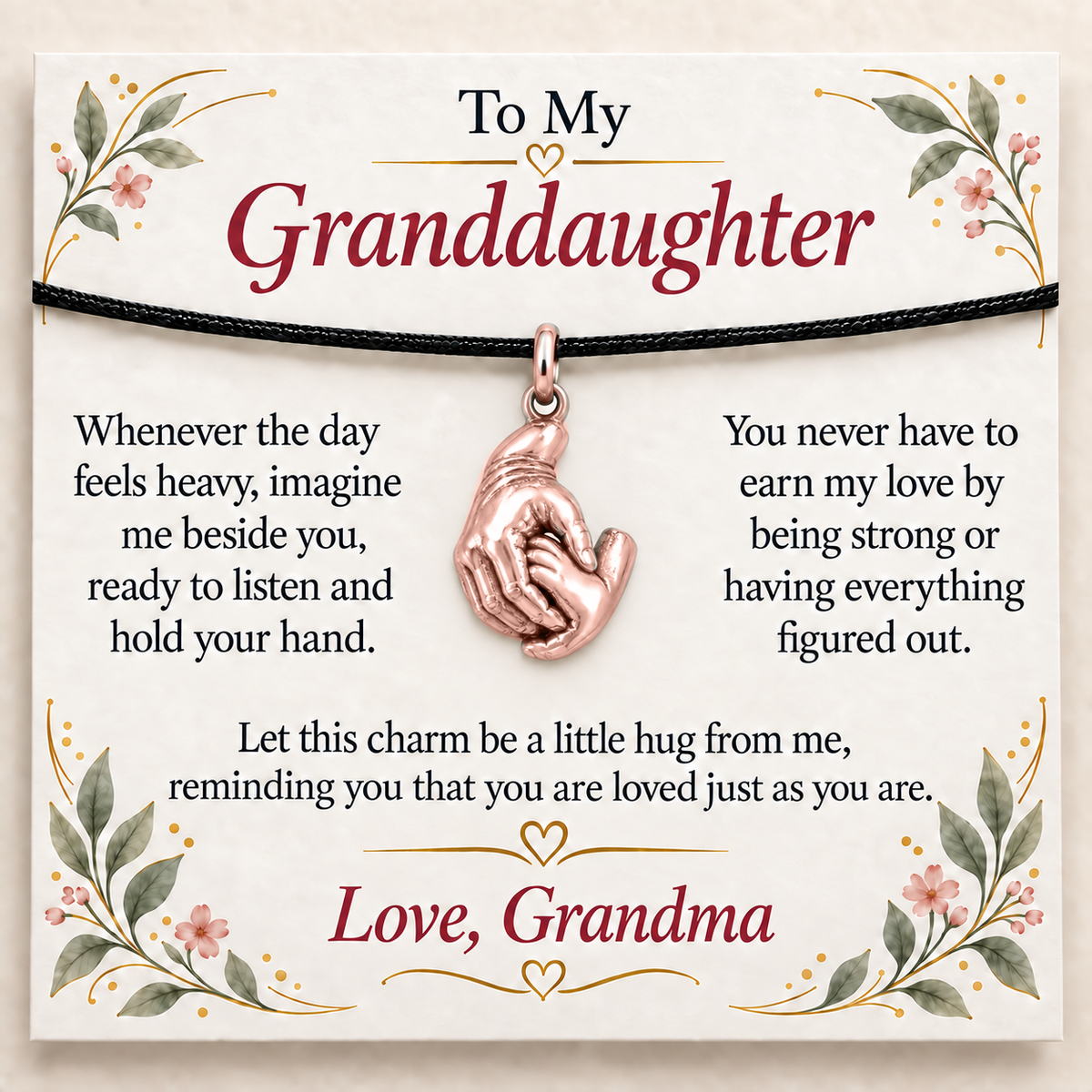 Grandma's Holding Hands Charm: A Little Hug — Main image, rose gold finish