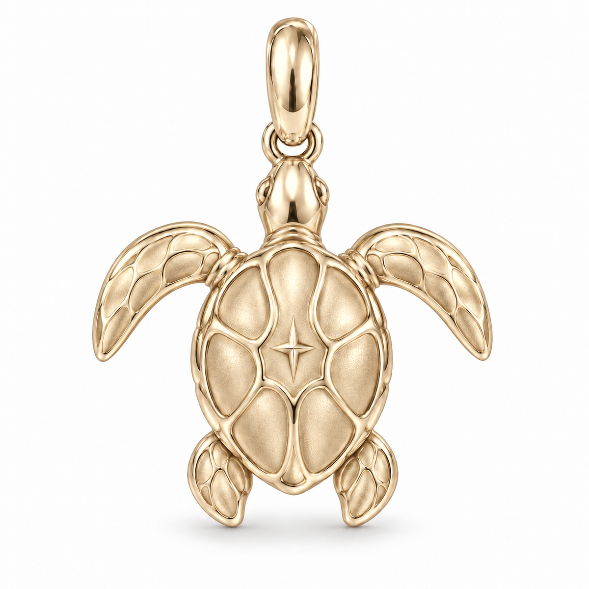 Sea Turtle charm in 10K Solid Gold finish on white background