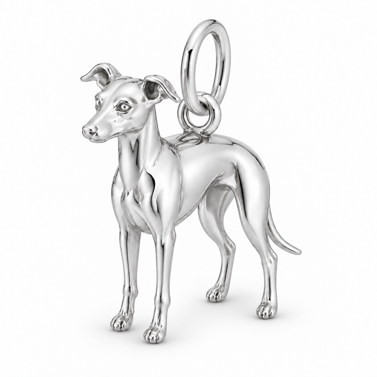 Polished silver dog charm – Italian Greyhound