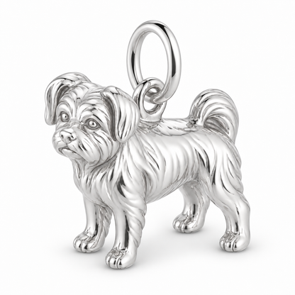 Polished silver dog charm – Morkie