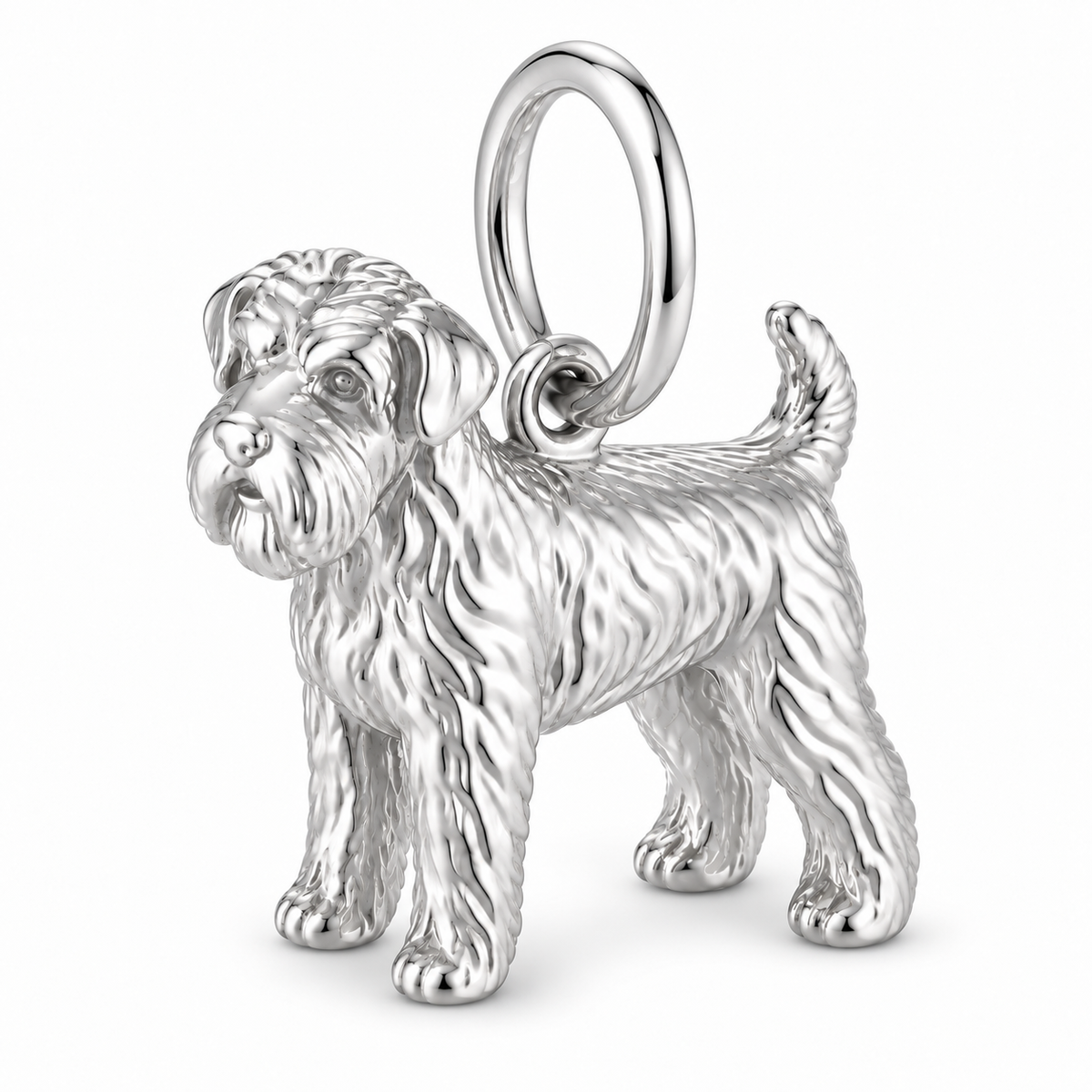 Polished silver dog charm – Soft Coated Wheaten Terrier