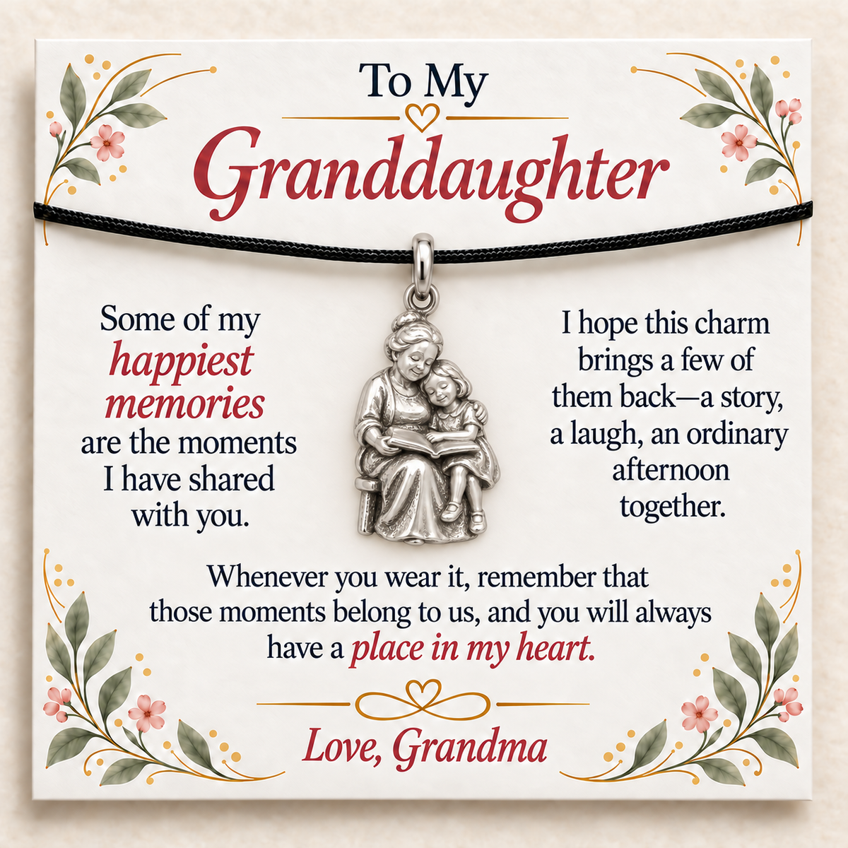 Grandma's Storytime Charm: Our Memories Stay Close — Main image, silver finish