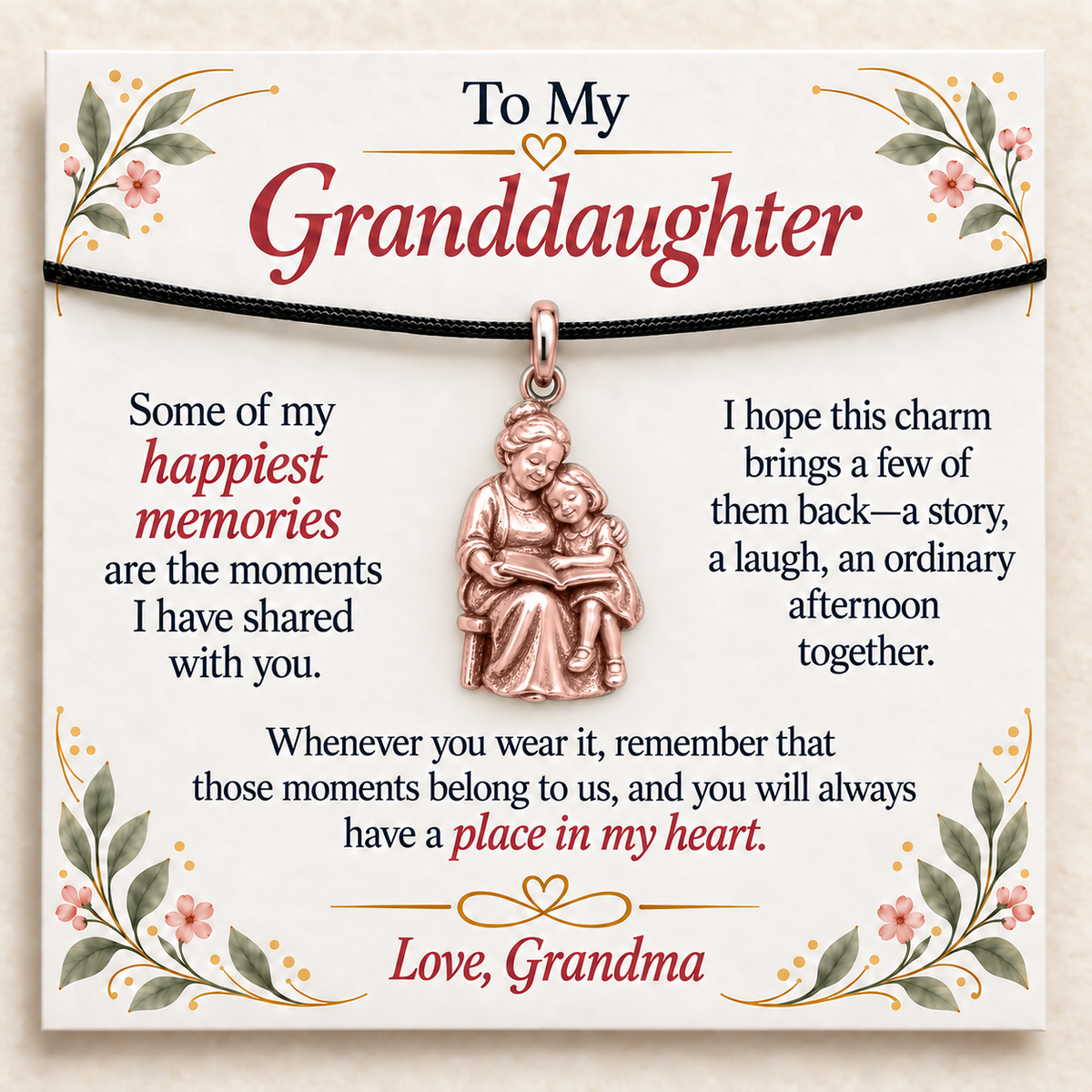 Grandma's Storytime Charm: Our Memories Stay Close — Main image, rose gold finish