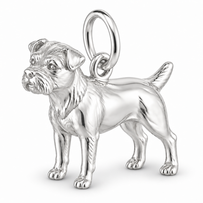 Polished silver dog charm – Border Terrier