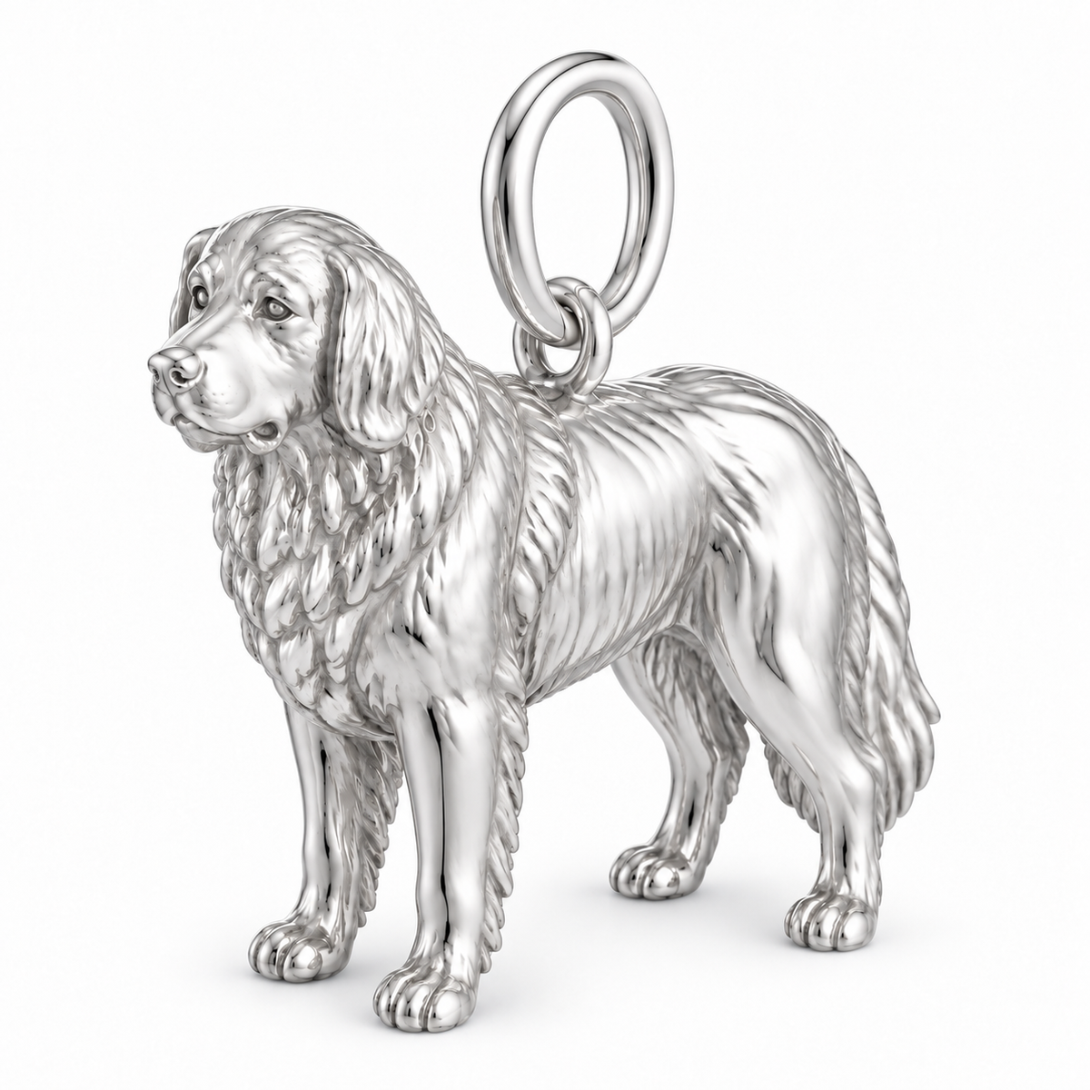 Polished silver dog charm – Leonberger