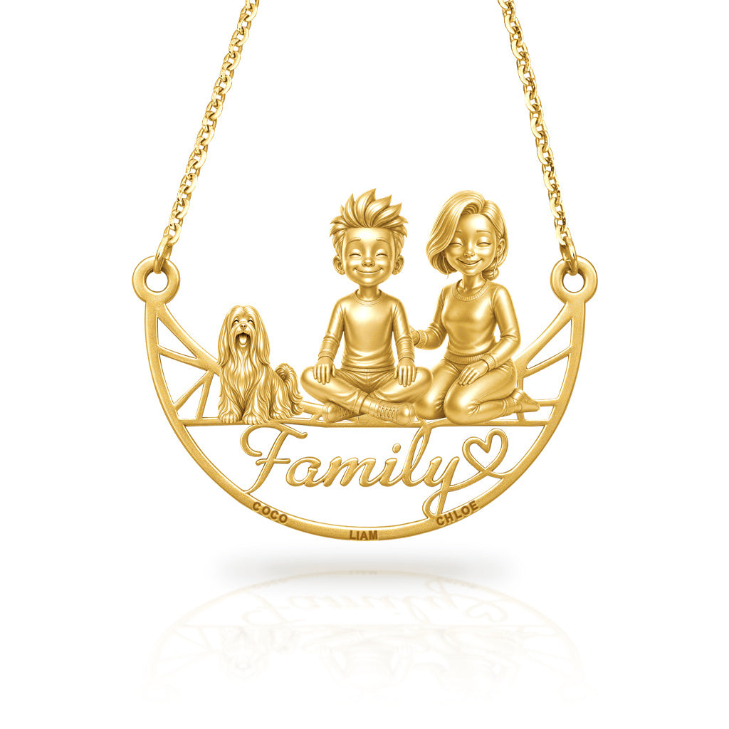 Soulyshine Lhasa Apso long coat family and dog handcrafted necklace
