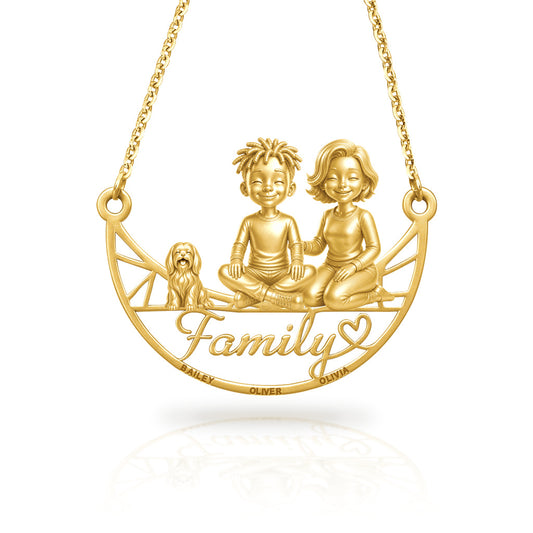Soulyshine Maltese long coat family and dog handcrafted necklace