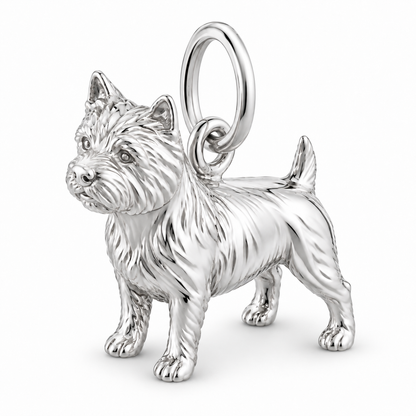 Polished silver dog charm – Cairn Terrier