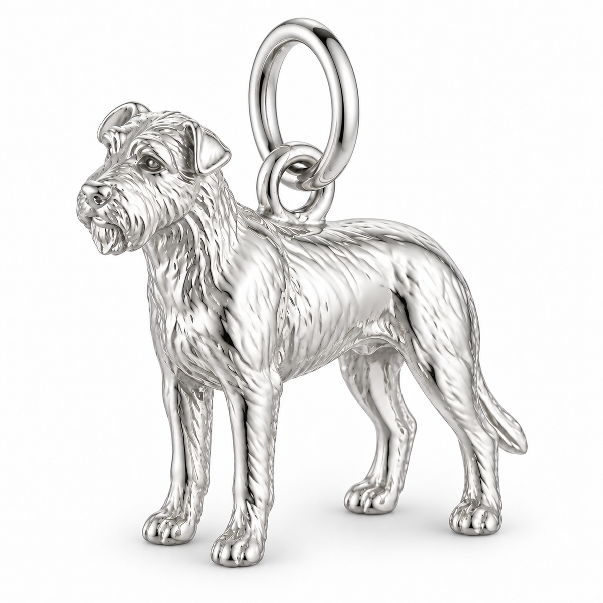 Polished silver dog charm – Irish Wolfhound