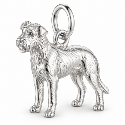 Polished silver dog charm – Irish Wolfhound