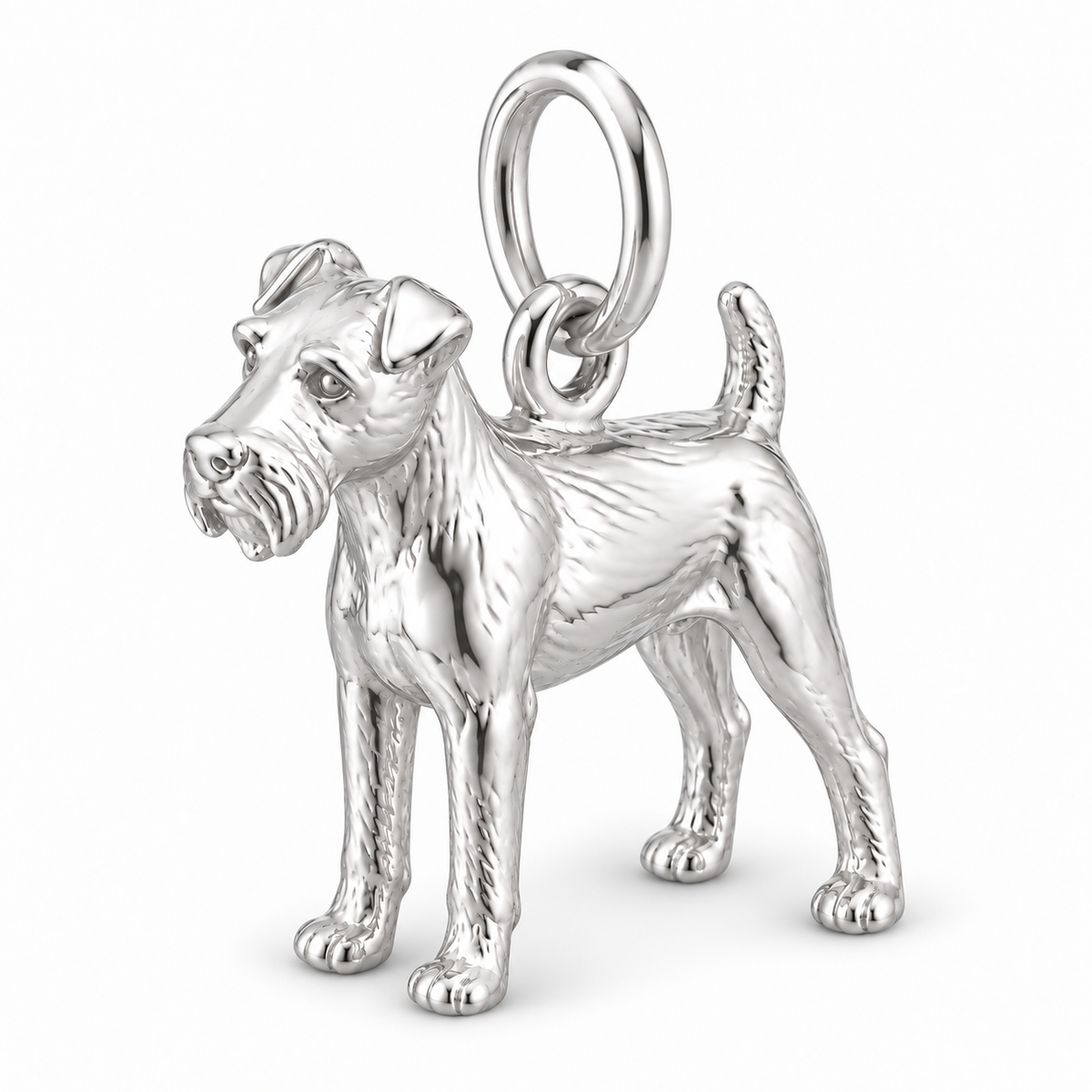 Polished silver dog charm – Irish Terrier