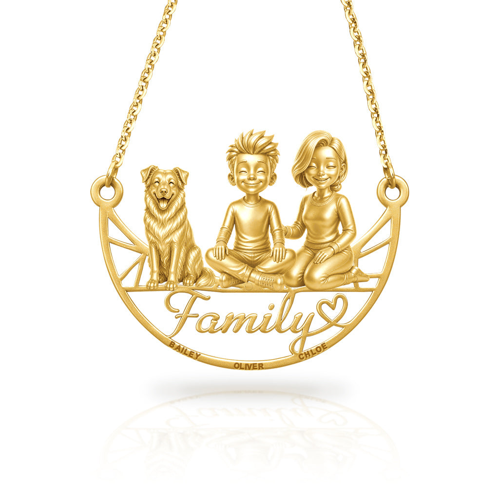 Soulyshine Miniature American Shepherd family and dog handcrafted necklace