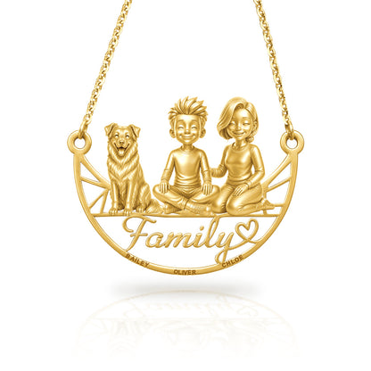 Soulyshine Miniature American Shepherd family and dog handcrafted necklace