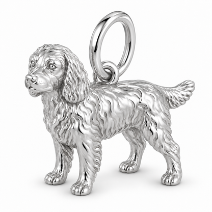 Polished silver dog charm – Boykin Spaniel