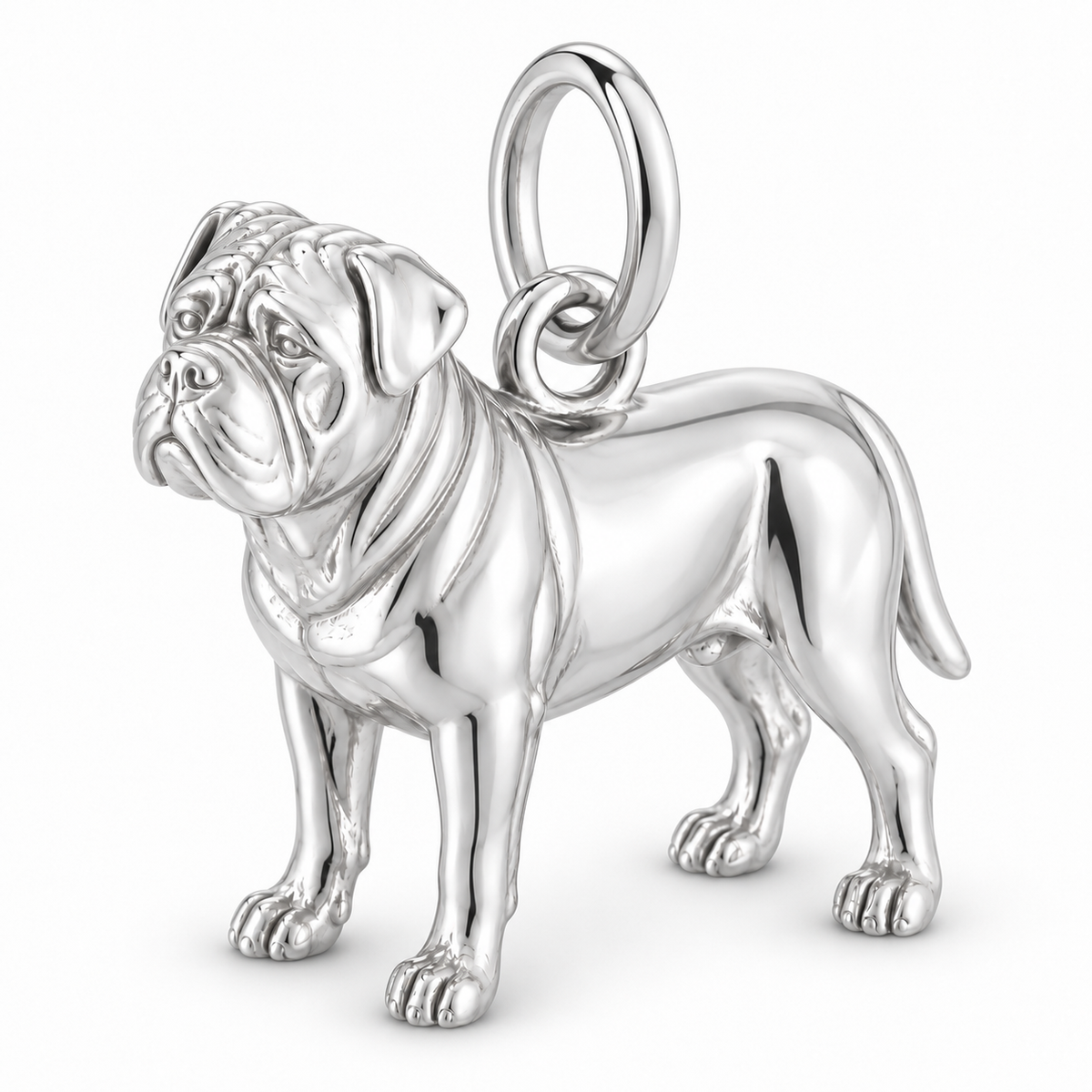 Polished silver dog charm – Dogue de Bordeaux / French Mastiff