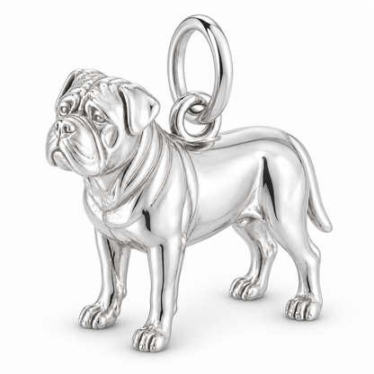 Polished silver dog charm – Dogue de Bordeaux / French Mastiff