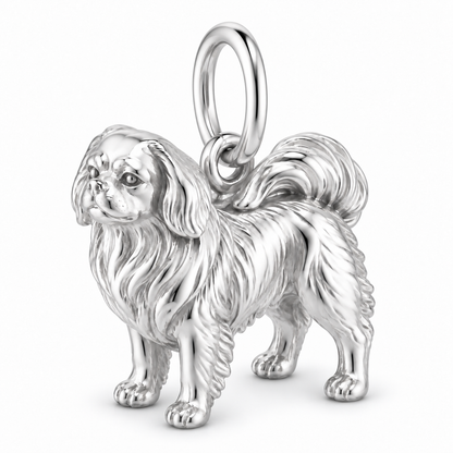 Polished silver dog charm – Tibetan Spaniel