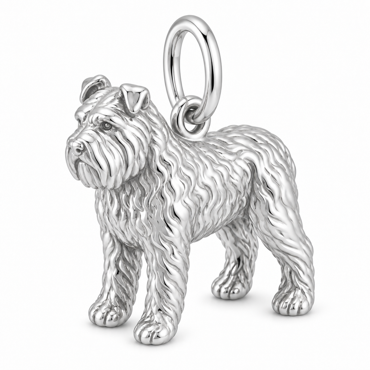 Polished silver dog charm – Bouvier des Flandres