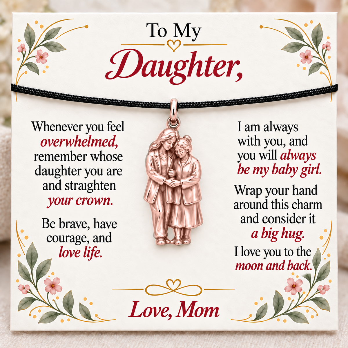 Joined Hands, Courage from Mom — Main image, rose gold finish